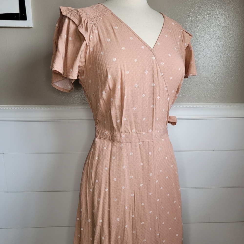 Universal Threads Pink Dot Wrap Around Dress